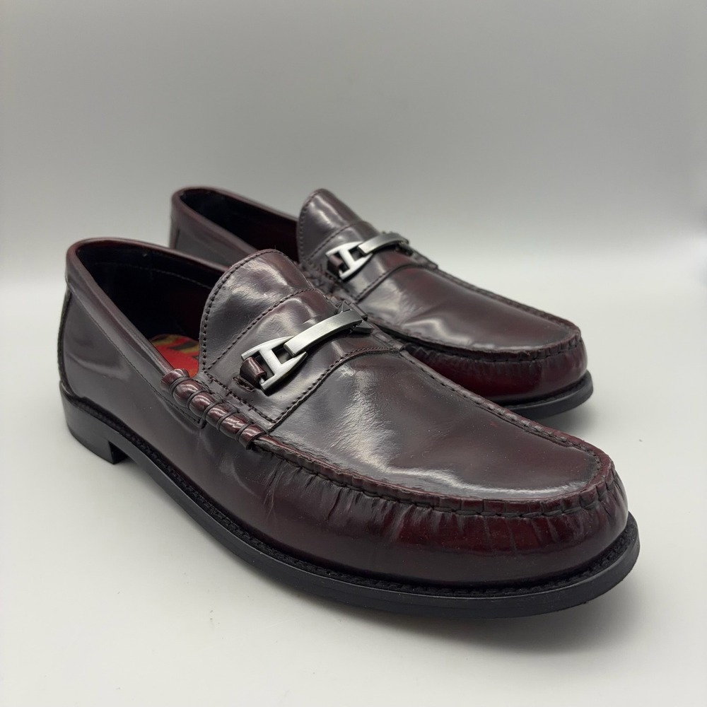 Base London Loafers Mens 44 Burgundy Metal Bit Detail Classic Formal Business